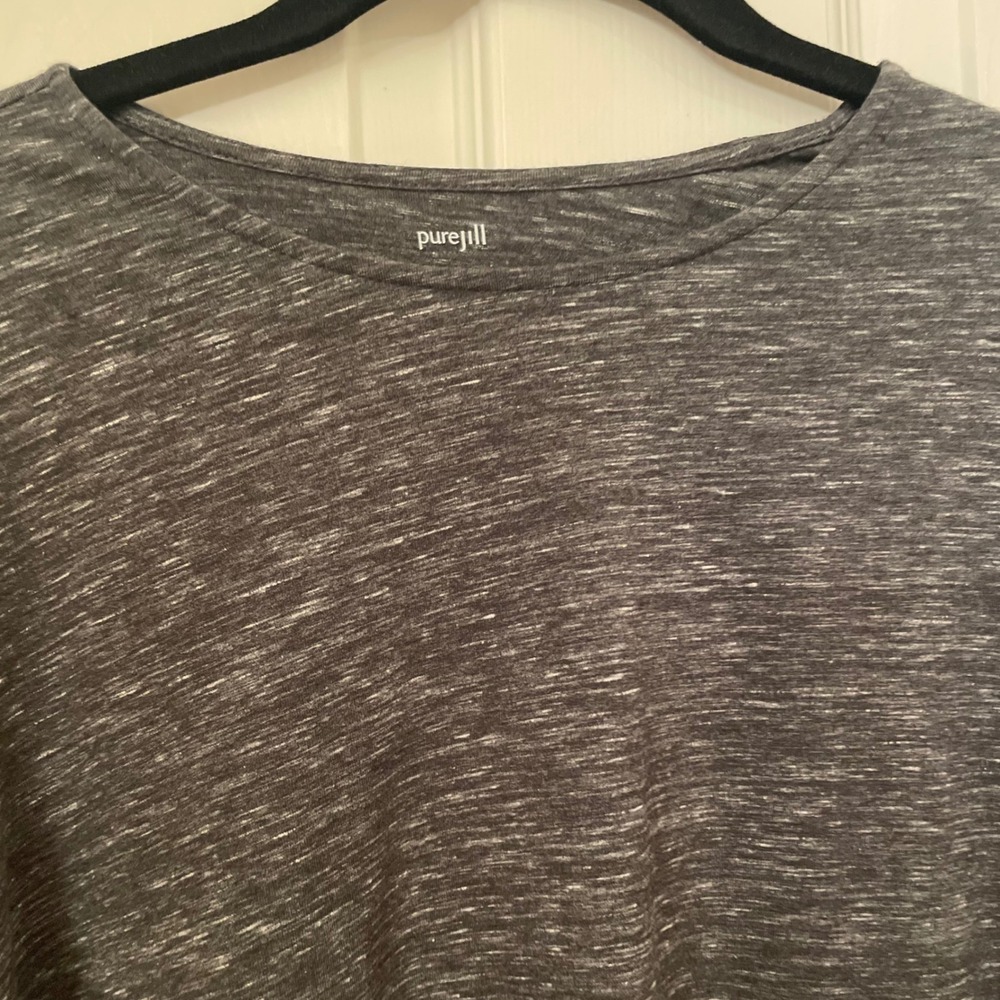 Pure Jill J Jill Long Sleeve Shirttail Tee Gray Heathered Cotton‎ Blend Top M